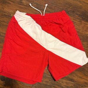 90’s Vintage Athletic Works Red and White Mesh Fabric Vacation/Beach/Summer